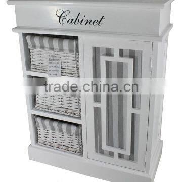 Heze Vintage Rustic Furniture Wood With Willow Basket photo-3