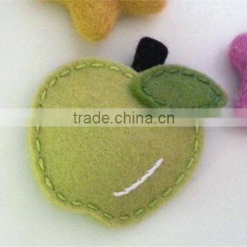 2017 NO SLIP Wool felt hair clip with pear apple made in China