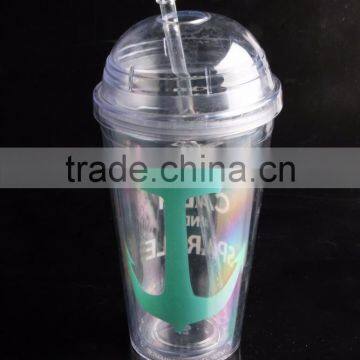 Resusable PS Clear Plastic Cup with dome lids For juice