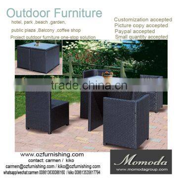 9116 With UV-protected rattan cube set table outdoor dining set/easy carry KD ratten cube outdoor table and chair