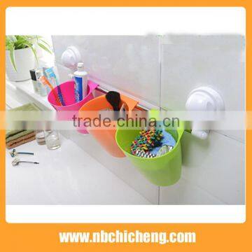 Bathroom Suction Cup Single Hanging Cup Rack Multi-colored Storage Box photo-2