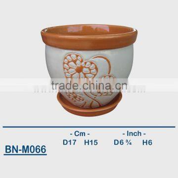 Vietnamese Ceramic Hand Carved Mini Flower Pot BN-M066