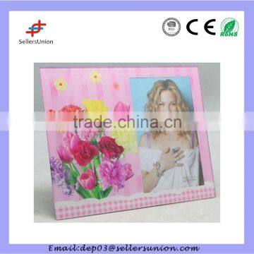 High Quality Big Flower Printed Decoration Modern Glass Photo Frame 4"x6"