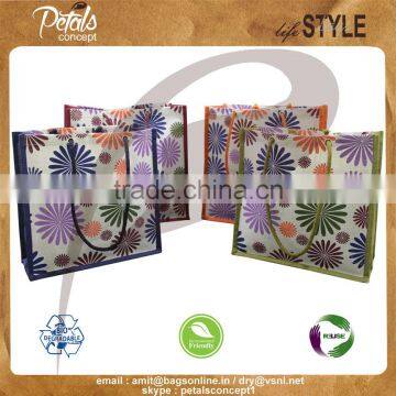 PP Laminated jute shopper bag with cotton cord handle