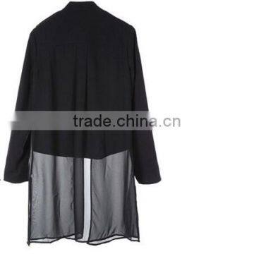 Newest Design Chiffon Contrast for Women Summer Cotton Coat Bottom ,long Sleeve Summer Coat