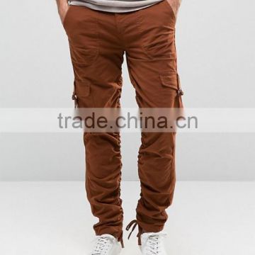 Custom OEM 100% Cotton Twill Breathable Taped Sides Concealed Fly Functional Cargo Pockets Plum Men's Pants