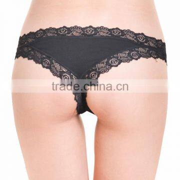 Lace Transparent Thong Bikini Embroidery Cotton Mature Women g String Underwear photo-2