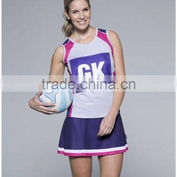 Cheap Wholesale Girls Sexy Plus Size Custom Sublimation Sport Netball Uniforms Skirts Dresses Jersey Kit With Netball Bibs photo-5