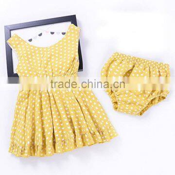 2017 new design Hot sale summer dress 2017 wholesale cotton clothing boutique custom kids sleeveless baby little girl gold dress