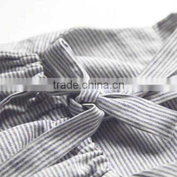 2017 High Quality Stripe Wholesale Baby Clothes Dress Cheap Gray Kids Summer Dress for New Model Girl Linen Dress photo-3