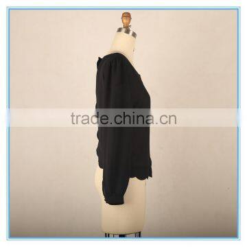 New Design Ladies Back Button Design Petals Hem Long Sleeve Blouse photo-5