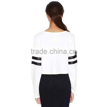 New Hip Hop Women Crop Tops Patchwork Long Sleeve Casual Loose Pullover Bomber Sweatshirt photo-4