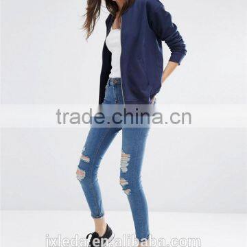 Cheap Price Women Solid Color Bomber Jacket in Jersey photo-6