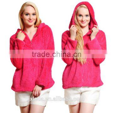 Women Girls Plus Size Snuggle Fleece Blouse Zip Fluffy Warm Hooded Sweatshirt Hoodie Ladies Loose Sweatshirt Jacket With Hood photo-2