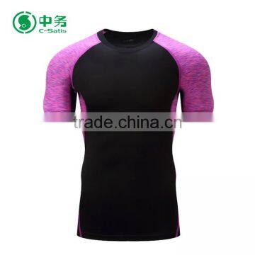 Fashion Design 100% Polyester Quick Dry Gym Wear Men Short Sleeve Fitness T Shirt photo-3