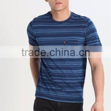 MGOO Slim Fit Horizontal Stripe T-shirts For Men Custom Short Sleeve T Shirt With Pocket photo-3