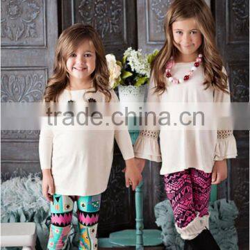 High quality flare sleeves kids clothing wholesale ruffle sleeve kids t-shirt