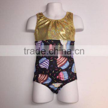 New arrival cupcake pattern girls gymnastics leotards