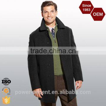 Customer-design European Style Mens Wool Collar-stand Long Coat