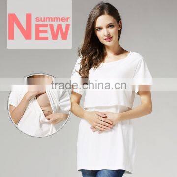 Thin Maternity Tops End Breastfeeding Clothing Scoop Neck Pregnant Mother T-shirts