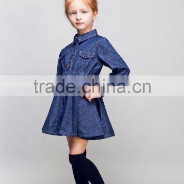 cool kid zone fashion 2016 girl long sleeve jean dress latest design polo dress for baby girl soft feel dress for spring summer