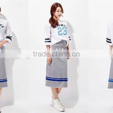 Female Money Navy Blue Printed Knitted Waistband Draw String Dress photo-3