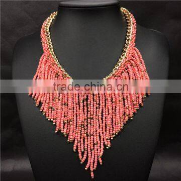 Express Tassel Resin Plastic Beads Multicolor Statement Necklace Jewelry photo-2