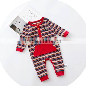 S17710A High Quality Cotton Wholesale Baby Clothes Stripe Design Baby Rompers photo-6