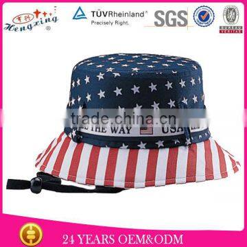 Wholesale 100 Cotton Floral Custom Digital Print Pattern American Flag Bucket Hat