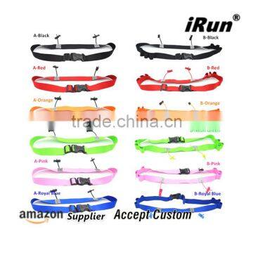 Customized Race Number Belt With Gel Holders - 6 Belt Colors - IronMan Triathlon Stretch Woven Logo Race Bibs Number Belt photo-3