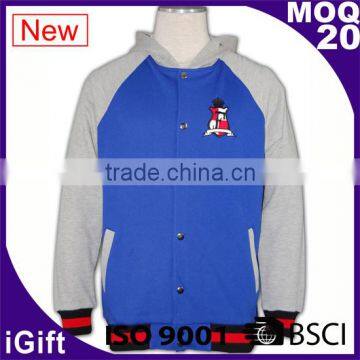 Wholesale high quality zip up hoody ribbed cheap baseball jackets australia