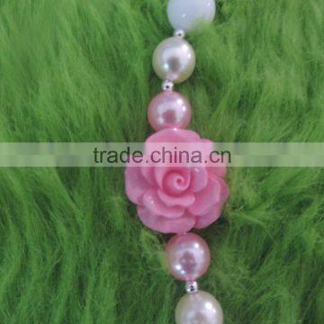 Children Plastic Necklace Girl Party Pearl Necklace With Rose photo-5