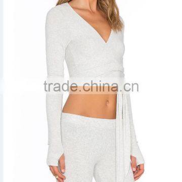 Hot Sale Women's Sexy Sports Wear Belly Breathable Tight Tops Yoga Running Jogging Wear photo-2