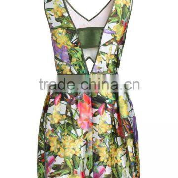 Ladies Sleeveless Polyester/spandex Sublimation Hollowed Modern Dress photo-3