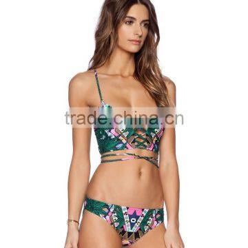 2016 Fashion Sexy Push up Straps Women Bikini Swimwear Bathing Suit Bikini With Decorated Bra photo-4