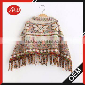 latest children tassel kids knitted ponchos for sale