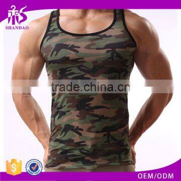 Shandao OEM custom logo plain design sleeveless slim fit spandex gym wear for men