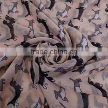 Voile Scarves & Wraps Rectangle Light Pink Dog Fabric Wholesale Scarf photo-2