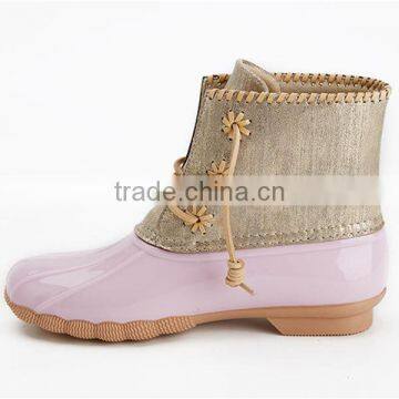 wholesale monogram fashion fur shoes winter rubber ladies ankle snow duck boots for women