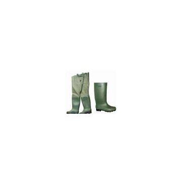 Nylon/PVC Hip Wader With Adjustable Elastic Suspenders and Double Needle Stitching