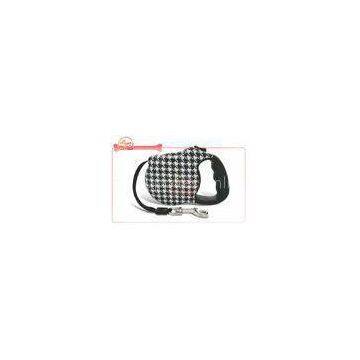 Houndstooth Print Retractable Dog Leash With Rubber Grip Handle For Carrying