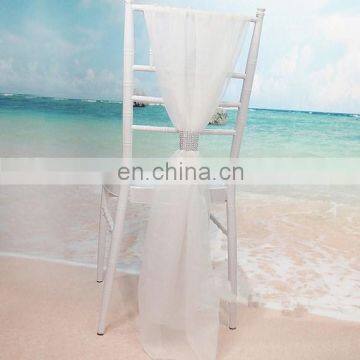 Graceful Chair Covers Wedding Decoration White Organza Chair Sash photo-3