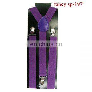 Stylish Solid Purple Color Elastic Gallus Suspenders photo-1