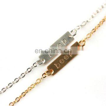 Stamped Friendship Bracelet Tiny and Ultra Thin Minimalist Personalized Bracelets