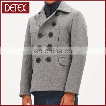 American Wool Blend Grey Fashionable Pea Coat Men