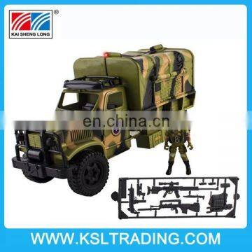 Military Fighter Truck Toy with Various Shooting Sounds and Light, Mini Army Soldier Included