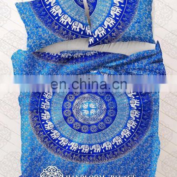 Queen Hippie Indian Tapestry Blue Mandala Throw Wall Hanging Tapestry With Pillows Cover Bedspread