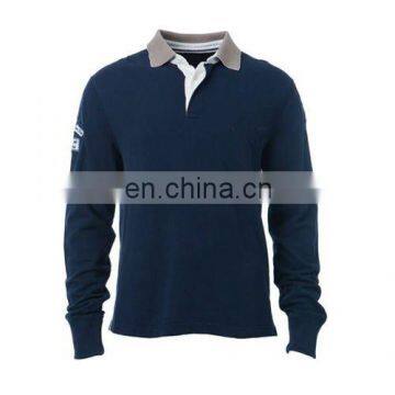 100% Cotton Long Sleeve Plain Dyed Rugby Polo Shirts