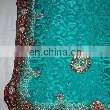 Ethnic Handmade Havey Stone WorkJacquard Silk Saree Sari photo-6