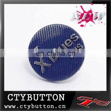 CTY-LH32 blue embossed alloy shank buttons for china supplier